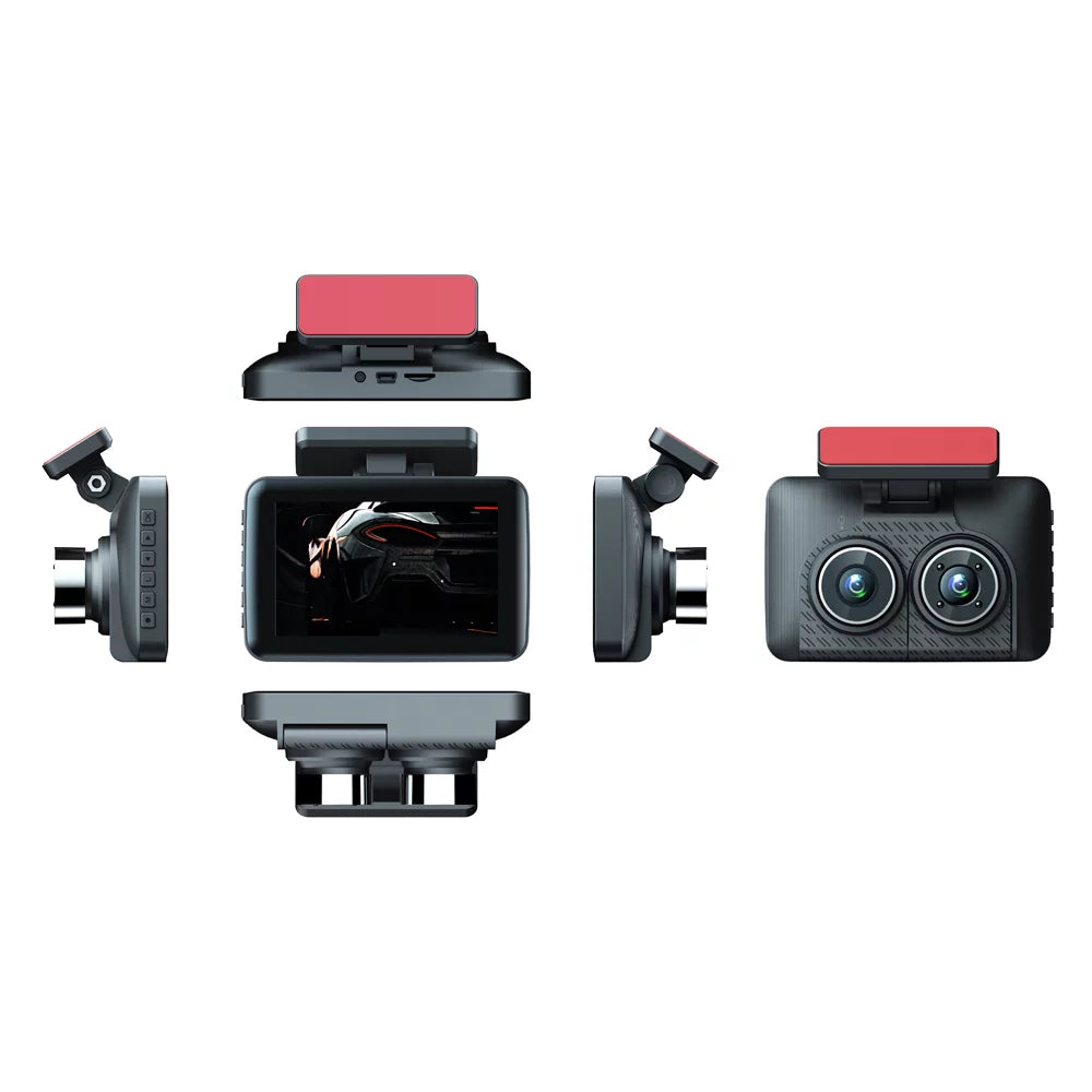 4in Clear Car Rearview Mirror Dash Cam - Triple Camera Setup for Wide Angle Car Video Recording, Auto Safety Driving Recorder