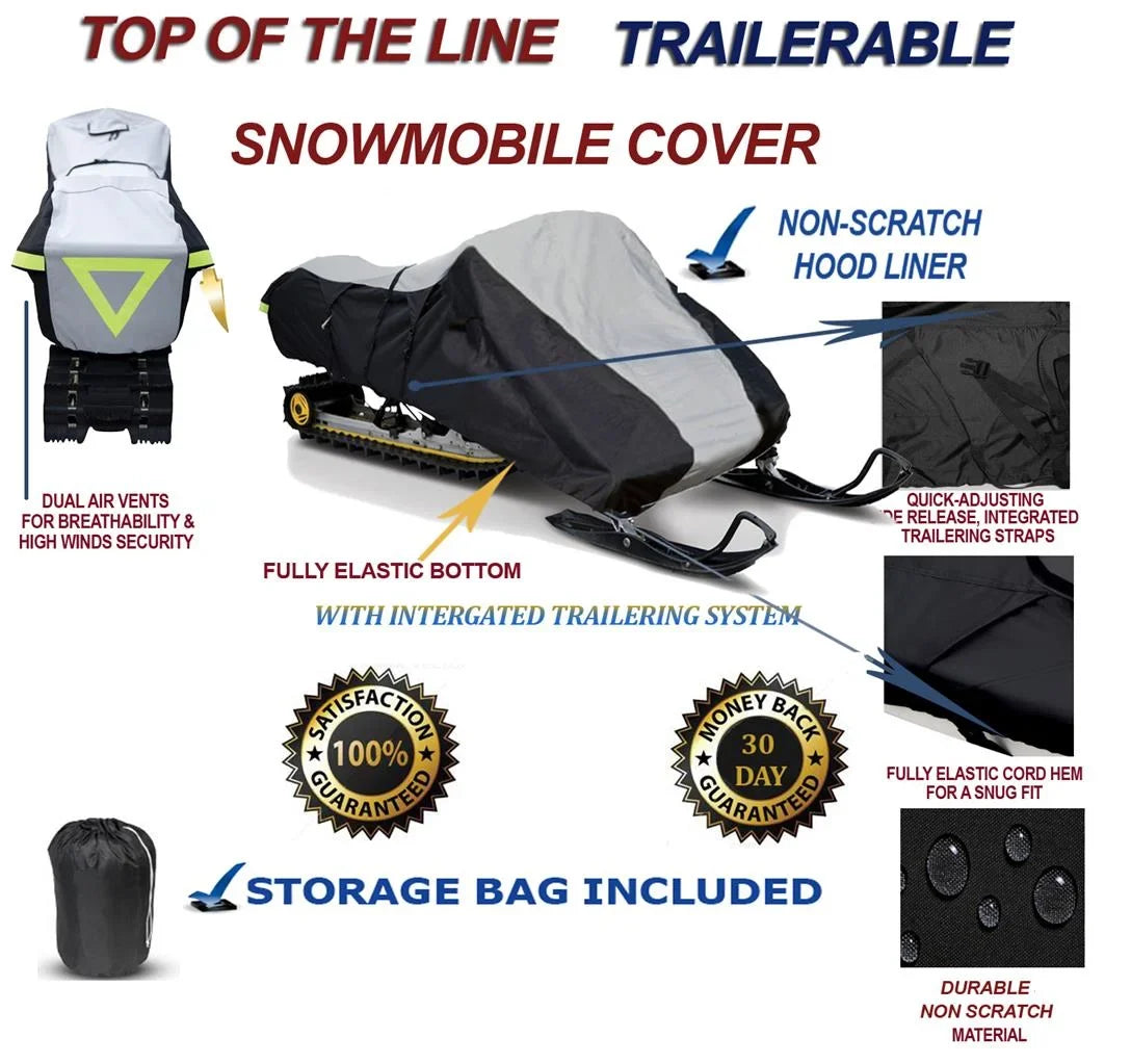 600D Snowmobile Travel and Storage Cover Compatible for 2012-2013 Model Year Ski Doo Bombardier GSX SE E-TEC 800 Sleds. Slush and Mud Protection