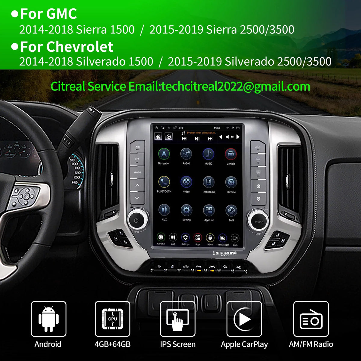Linkswell Gen5 T-style 12.1 inch Car SirusXm Raido Stereo for Chevrolet Silverado 2014-2021 GMC 2014-2019 Touch Screen Navigator Android Truck Replacement GPS radio 4G+64G Apple Carplay Auto